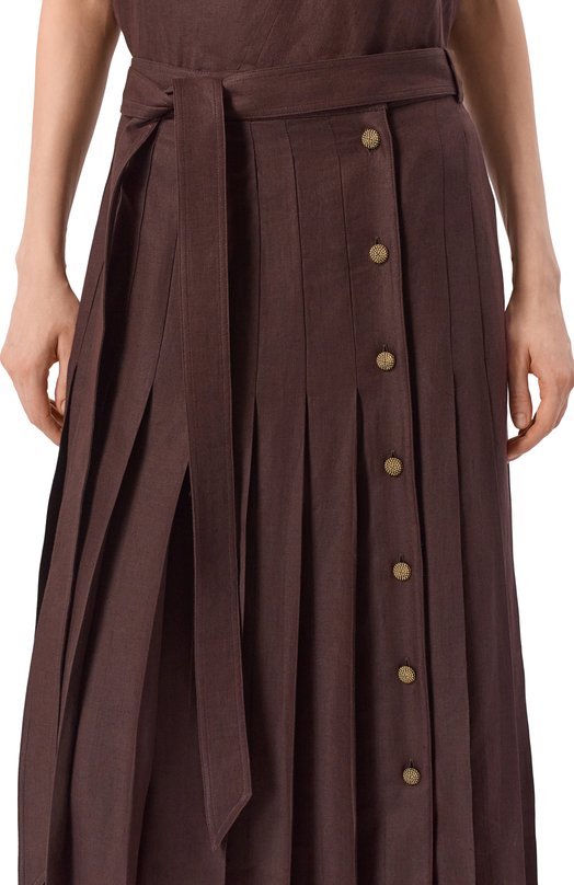 Льняная юбка Loro Piana FAP2896 Коричневый  FAP2896 Фото 5
