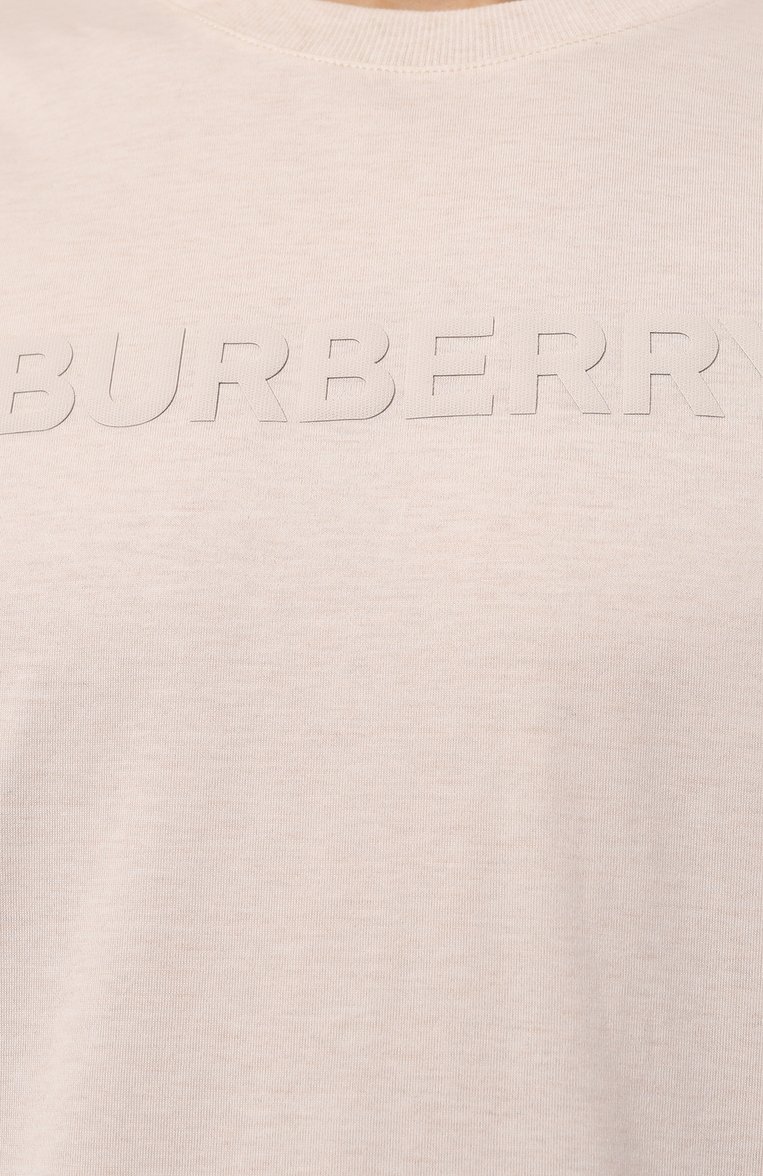 Мужская хлопковая футболка BURBERRY светло-бежевого цвета, арт. 8068709 | Фото 5 (Длина (для топов): Стандартные; Материал внешний: Хлопок; Рукава: Короткие; Принт: Без принта; Стили: Минимализм; Кросс-КТ: Джерси; Мужское Кросс-КТ: Футболка-одежда; Автоматизация состава: Проставлено; Автоматизация ТО: Проставлено; Детали: Декор)