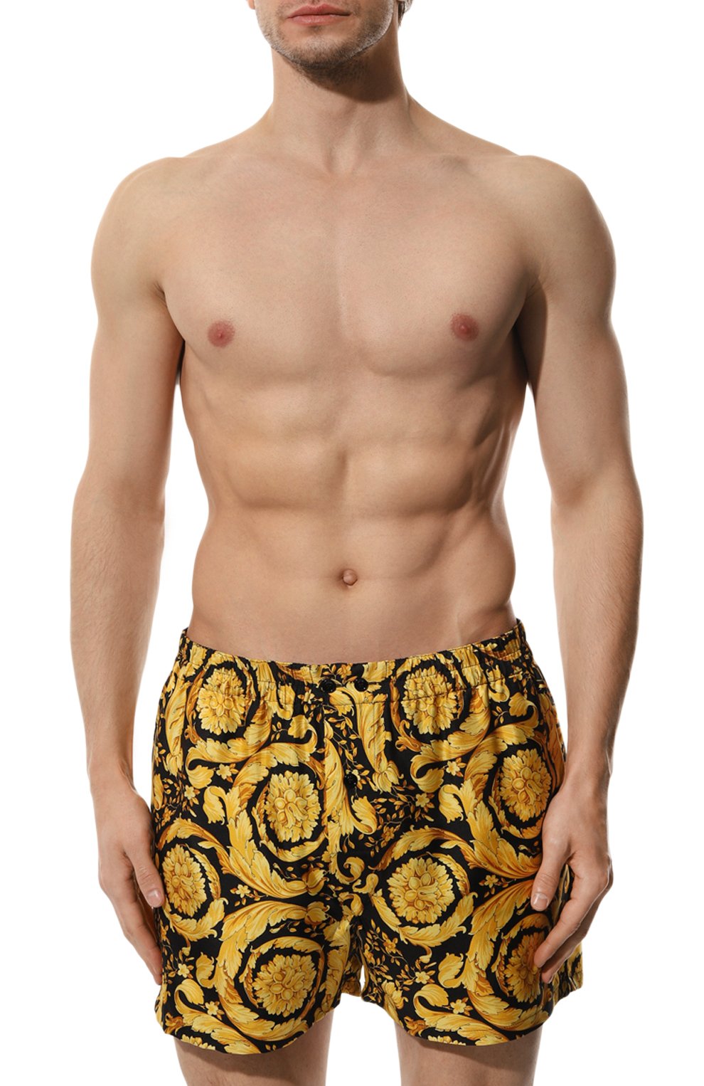 Шелковые боксеры VERSACE желтого цвета по цене 84950 руб., арт. 1007858/1A04661, фото 2 Шелковые боксеры VERSACE, арт. 1007858/1A04661, фото 2