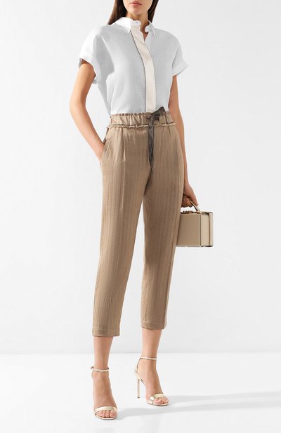 Брюки из хлопка и льна BRUNELLO CUCINELLI бежевого цвета по цене 115000 руб., арт. MF578P6905, фото 2 Брюки из хлопка и льна BRUNELLO CUCINELLI, арт. MF578P6905, фото 2