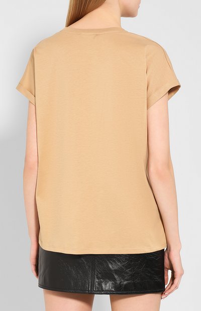 Хлопковая футболка BALMAIN бежевого цвета по цене 26200 руб., арт. TF11351/I382, фото 4 Хлопковая футболка BALMAIN, арт. TF11351/I382, фото 4