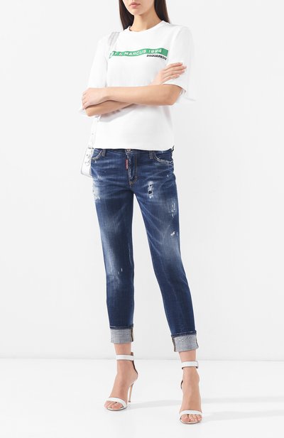 Джинсы с отворотами DSQUARED2 синего цвета по цене 35400 руб., арт. S72LB0189/S30342, фото 2 Джинсы с отворотами DSQUARED2, арт. S72LB0189/S30342, фото 2