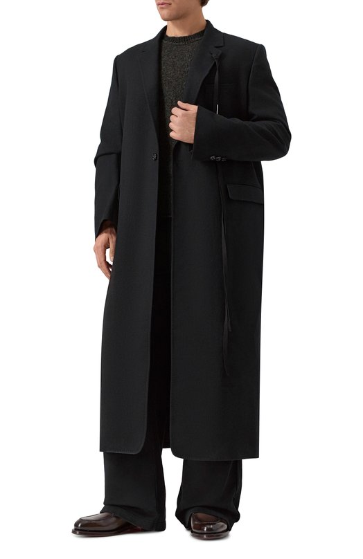 Шерстяное пальто Ann Demeulemeester B0011602/FA207 Чёрный  B0011602/FA207 Фото 2