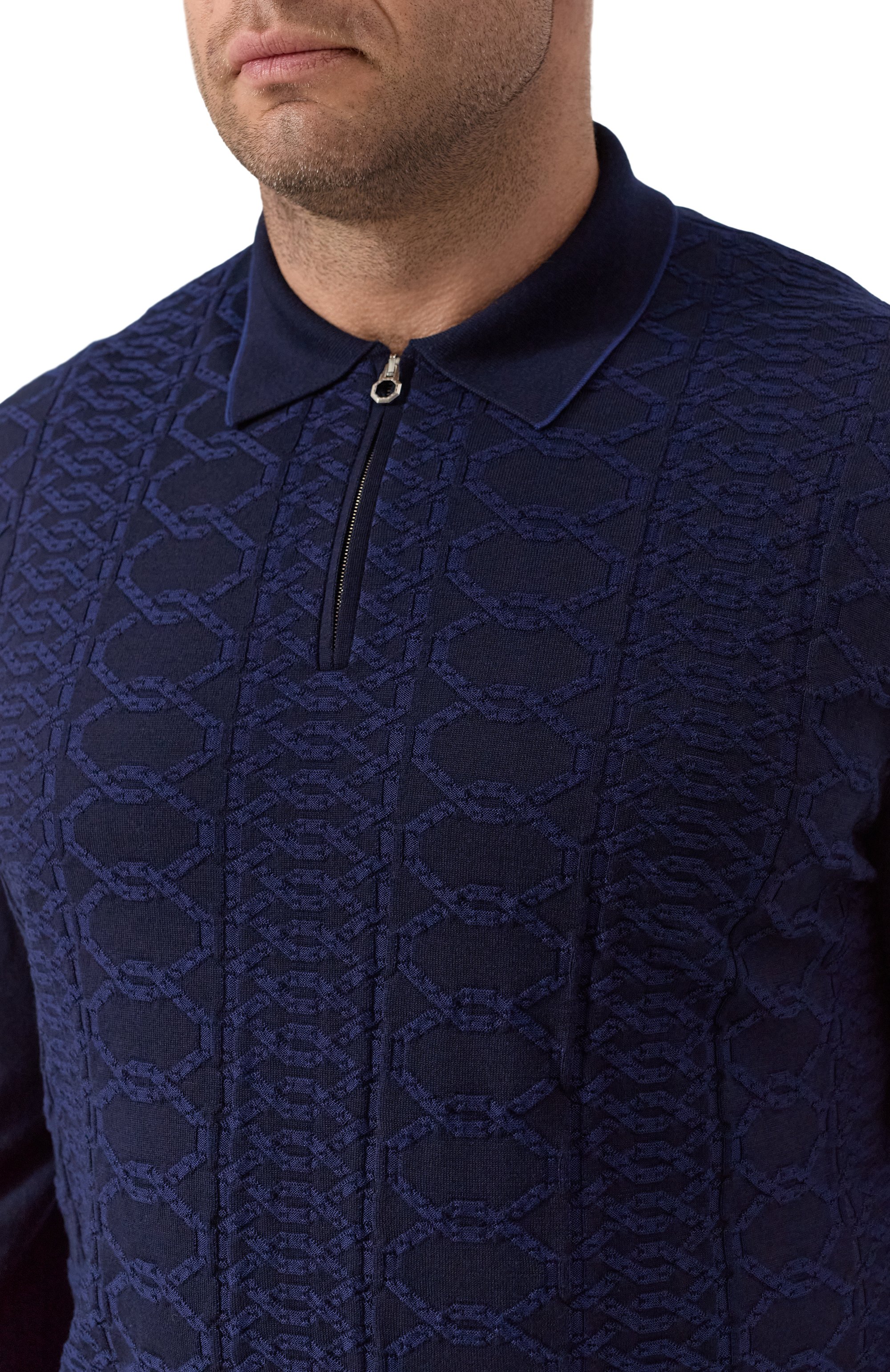 Поло из шерсти и шелка STEFANO RICCI темно-синего цвета по цене 123000 руб., арт. KE06014P30/E25404, фото 5 Поло из шерсти и шелка STEFANO RICCI, арт. KE06014P30/E25404, фото 5