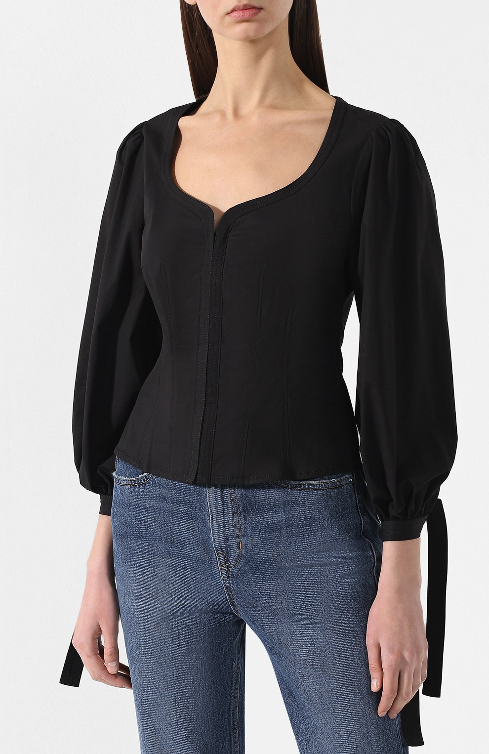 Хлопковая блузка PROENZA SCHOULER черного цвета по цене 44750 руб., арт. R1914041-SC037, фото 3 Хлопковая блузка PROENZA SCHOULER, арт. R1914041-SC037, фото 3