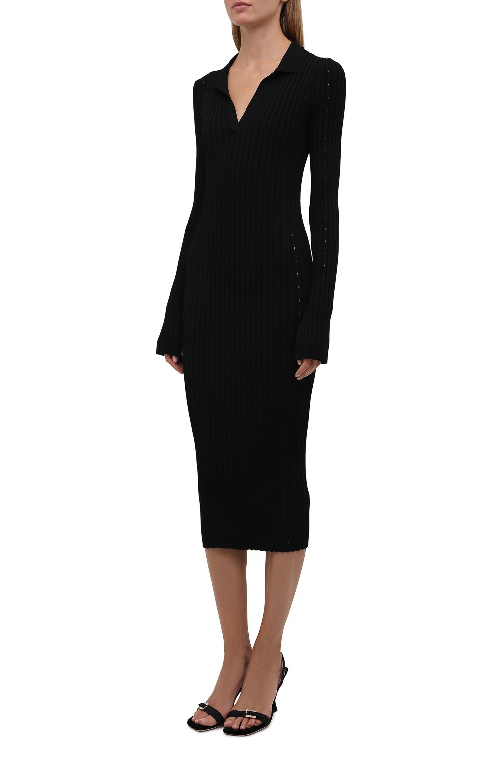 Платье из вискозы HELMUT LANG черного цвета по цене 33450 руб., арт. L04HW724, фото 3 Платье из вискозы HELMUT LANG, арт. L04HW724, фото 3