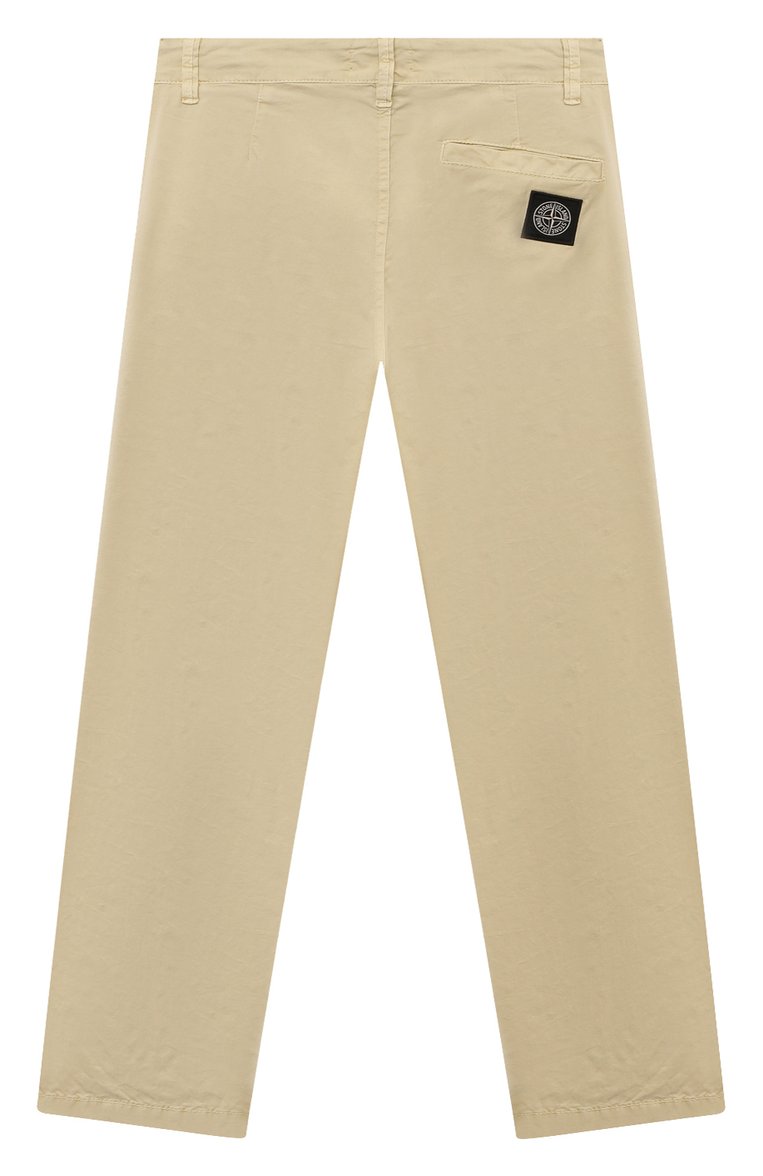 Детские хлопковые брюки STONE ISLAND светло-бежевого цвета, арт. 301/10/6-8 | Фото 2 (Материал внешний: Хлопок; Материал сплава: Проставлено; Нос: Не проставлено; Случай: Повседневный; Ростовка одежда: 6 лет | 116 см, 8 лет | 128 см)