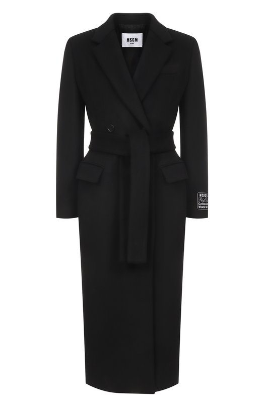Шерстяное пальто MSGM 3941MDC10/257603 Чёрный 3941MDC10/257603