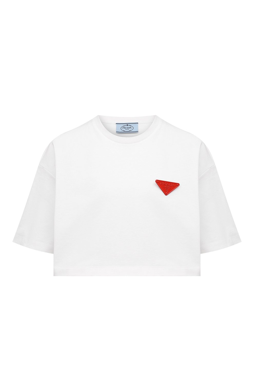 Хлопковая футболка PRADA белого цвета по цене 72000 руб., арт. 3560A-10UP-F0009-212, фото 1 Хлопковая футболка PRADA, арт. 3560A-10UP-F0009-212, фото 1