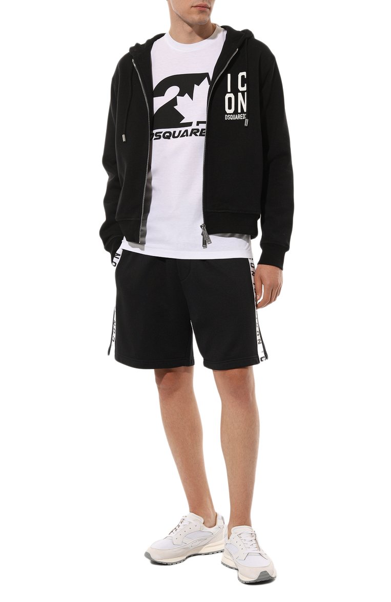 Мужской хлопковая толстовка DSQUARED2 черного цвета, арт. S79HG0012/S25516 | Фото 2 (Материал внешний: Хлопок; Длина (для топов): Стандартные; Рукава: Длинные; Мужское Кросс-КТ: Толстовка-одежда; Стили: Спорт-шик)