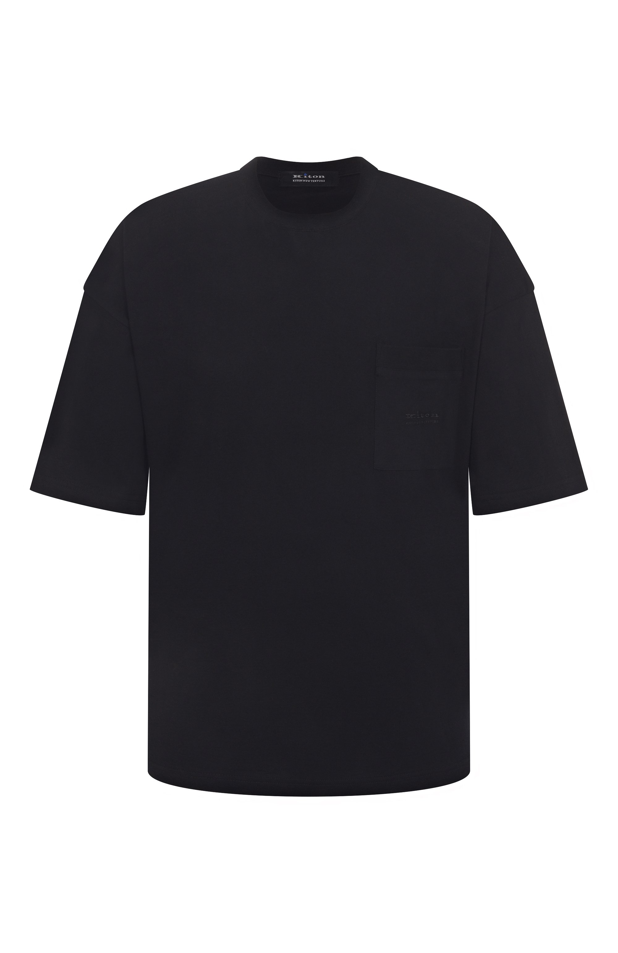 Футболка из хлопка и шелка KITON черного цвета по цене 61500 руб., арт. UMM062902, фото 1 Футболка из хлопка и шелка KITON, арт. UMM062902, фото 1