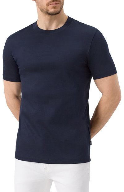 Хлопковая футболка BOSS темно-синего цвета по цене 13450 руб., арт. 50523931, фото 3 Хлопковая футболка BOSS, арт. 50523931, фото 3