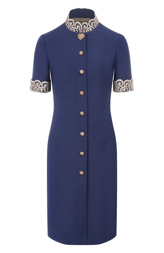 Платье из шерсти и шелка Valentino 7B3VAG10/1CF Синий 7B3VAG10/1CF