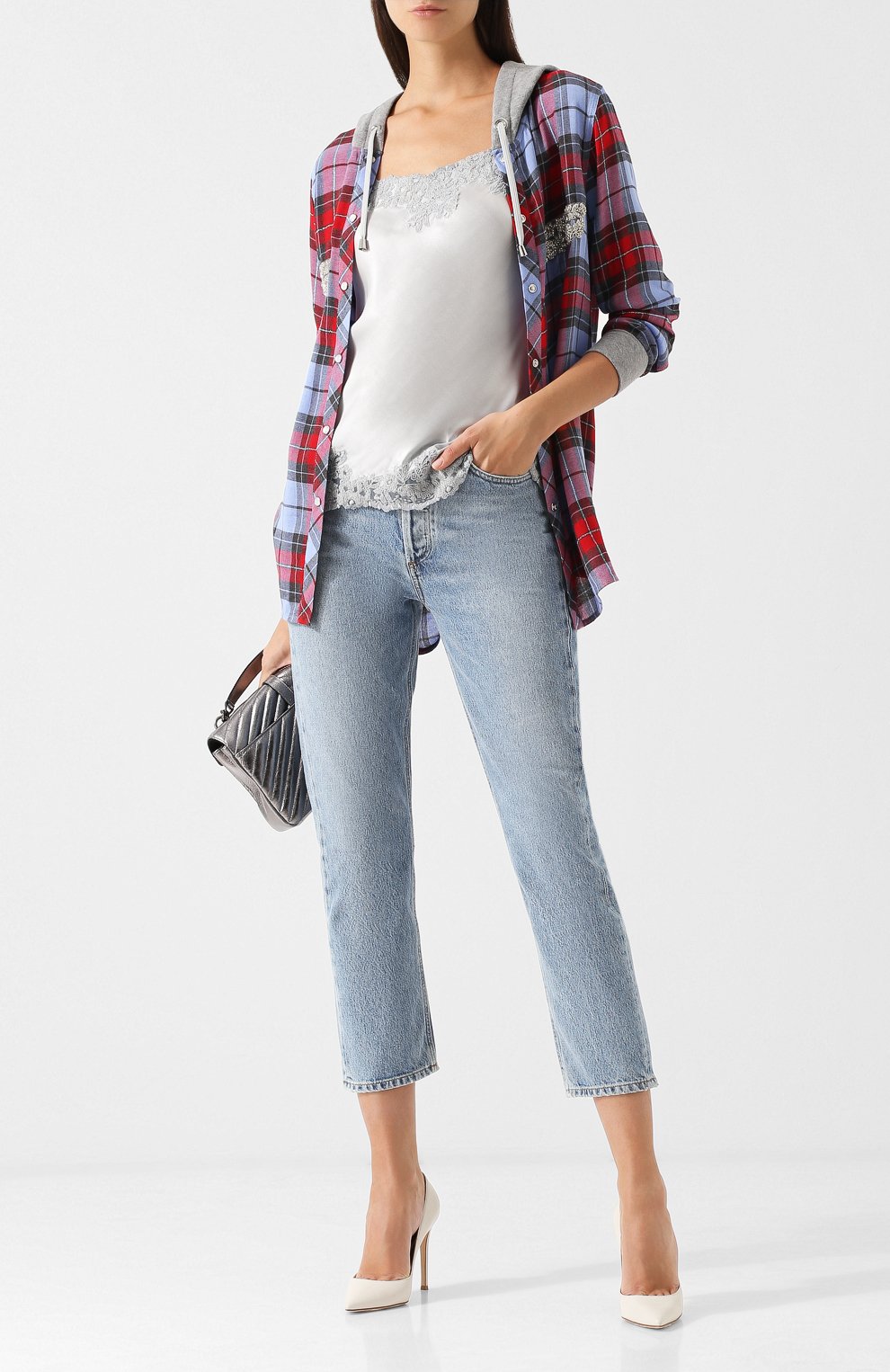 Однотонный топ с кружевной отделкой ERMANNO ERMANNO SCERVINO, арт. 43 T T007 RVI, фото 2