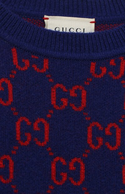 Шерстяной пуловер GUCCI темно-синего цвета по цене 42900 руб., арт. 615384/XKBD7, фото 3 Шерстяной пуловер GUCCI, арт. 615384/XKBD7, фото 3