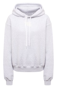 Женский хлопковое худи ALEXANDERWANG.T серого цвета, арт. 4CC3242101 | Фото 1 (Драгоценные камни: Проставлено; Материал сплава: Проставлено; Рукава: Длинные; Материал внешний: Хлопок; Длина (для топов): Стандартные; Женское Кросс-КТ: Худи-одежда; Стили: Спорт-шик)