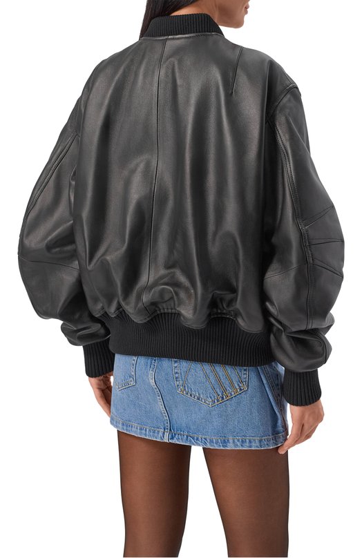 Утепленный кожаный бомбер The Attico 260WCB00004/LBT128AA Чёрный  260WCB00004/LBT128AA Фото 4