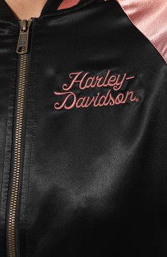 Женский бомбер HARLEY-DAVIDSON розового цвета, арт. 97447-23VW | Фото 5 (Кросс-КТ: Куртка, бомбер; Рукава: Длинные; Материал внешний: Синтетический материал; Материал сплава: Проставлено; Стили: Спорт-шик; Материал подклада: Синтетический материал; Драгоценные камни: Проставлено; Длина (верхняя одежда): Короткие)