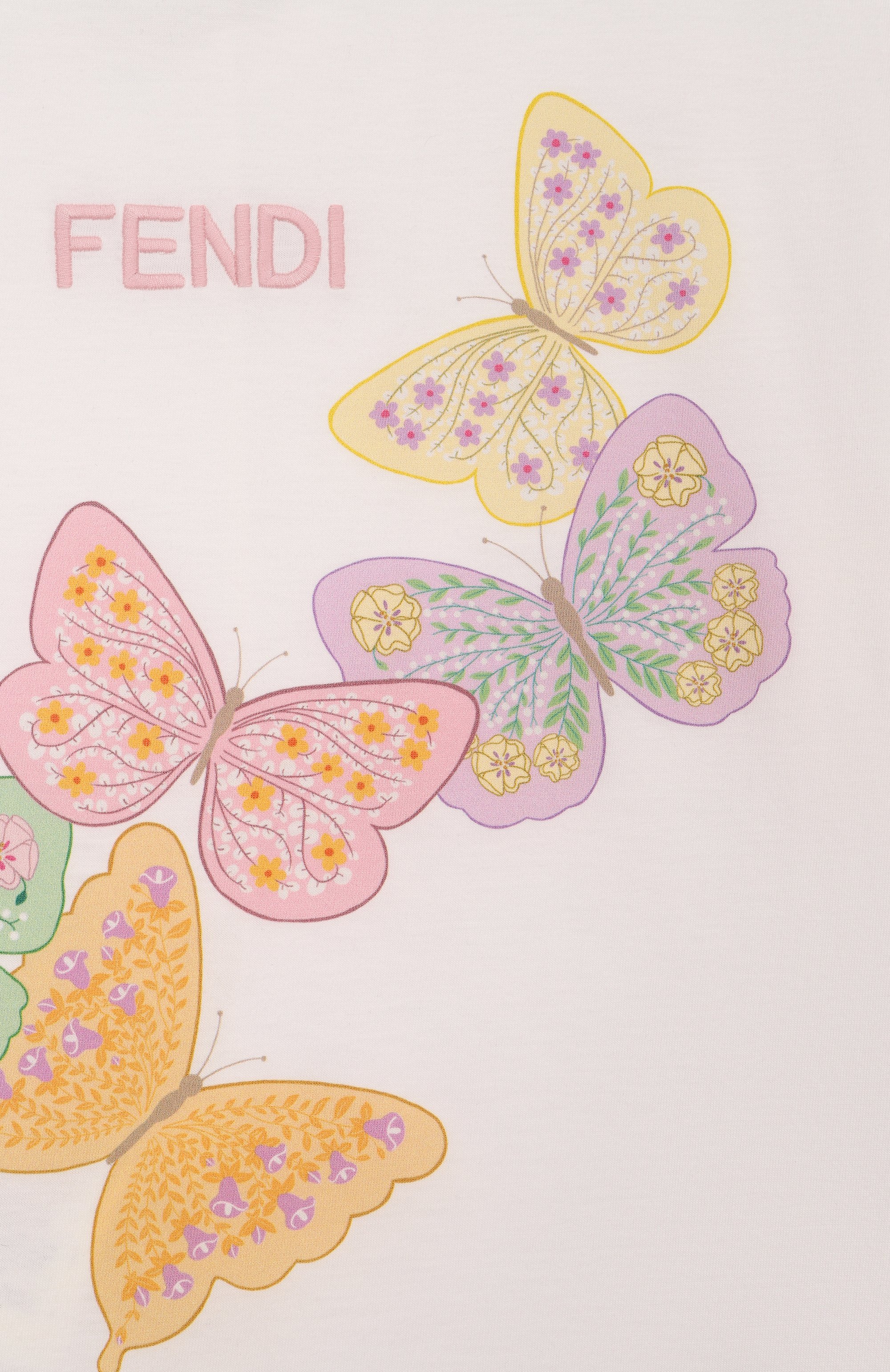 Хлопковая футболка FENDI кремового цвета по цене 41550 руб., арт. JFI409/7AJ, фото 3 Хлопковая футболка FENDI, арт. JFI409/7AJ, фото 3