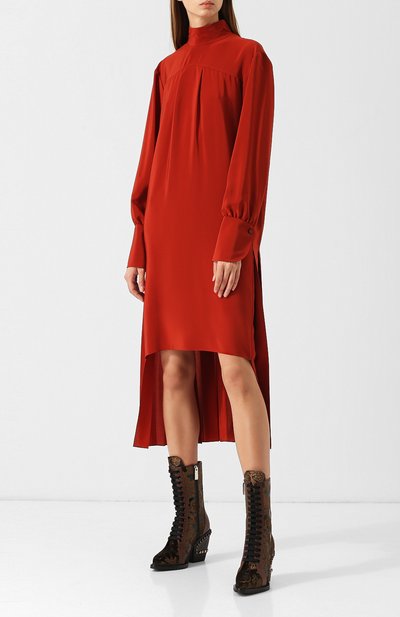 Шелковое платье с воротником-стойкой CHLOÉ, арт. CHC18WR062004, фото 3