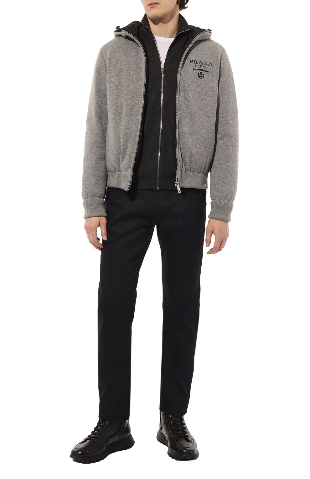 Пуховый бомбер PRADA серого цвета по цене 470000 руб., арт. SGC021-10J4-F0031-212, фото 2 Пуховый бомбер PRADA, арт. SGC021-10J4-F0031-212, фото 2