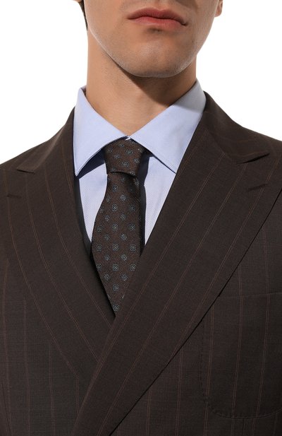 Шелковый галстук CANALI темно-коричневого цвета по цене 16250 руб., арт. 18/HJ04074, фото 2 Шелковый галстук CANALI, арт. 18/HJ04074, фото 2