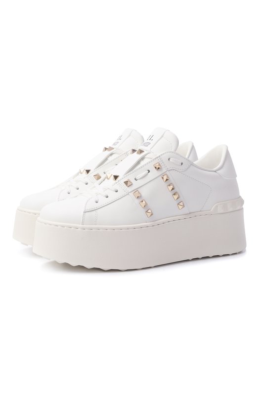 Кожаные кеды Rockstud Untitled Valentino 5W2S0GG8/BHS Белый 5W2S0GG8/BHS