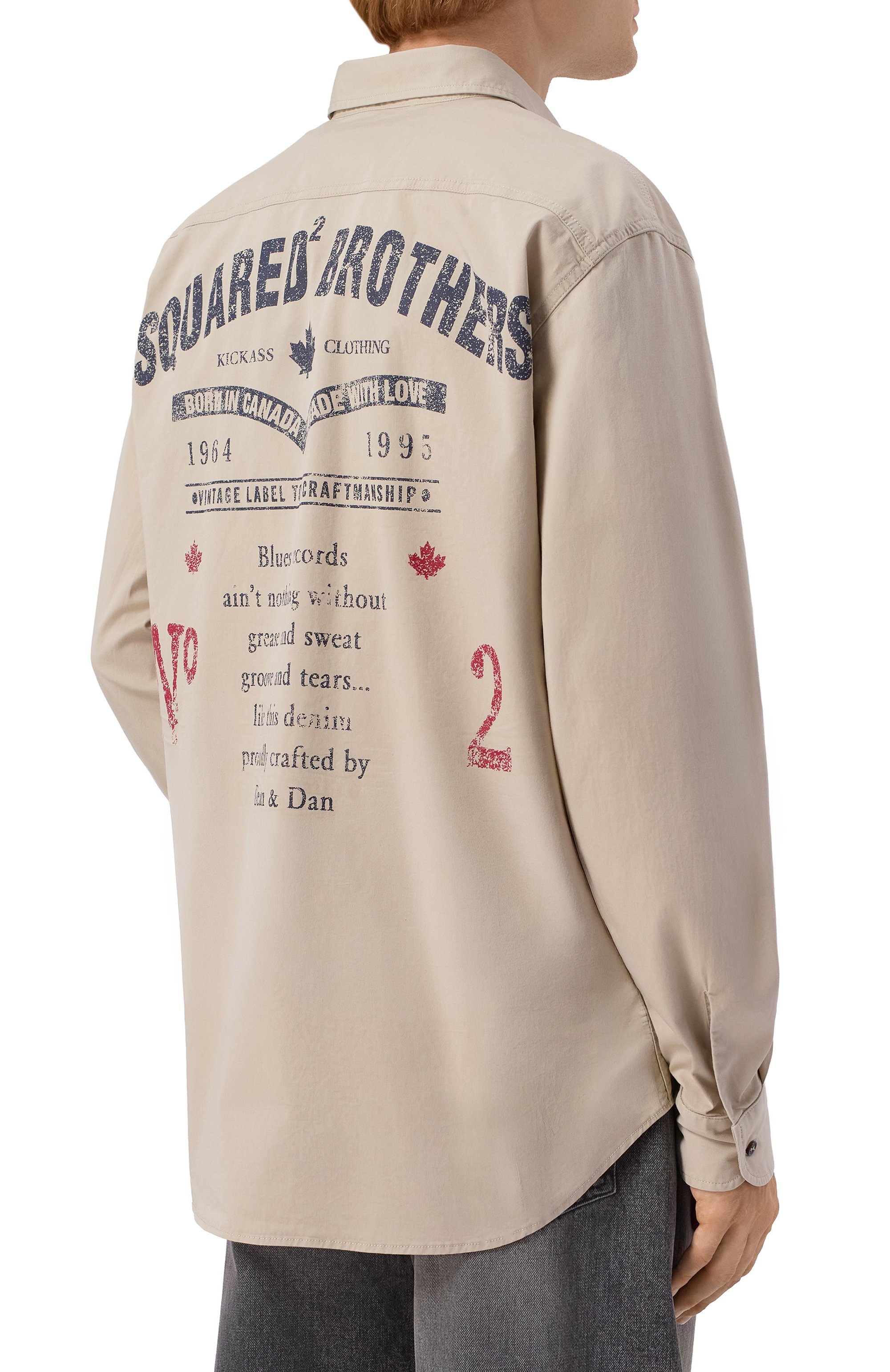 Хлопковая рубашка DSQUARED2 бежевого цвета по цене 69950 руб., арт. S74DM1067/S35175, фото 4 Хлопковая рубашка DSQUARED2, арт. S74DM1067/S35175, фото 4