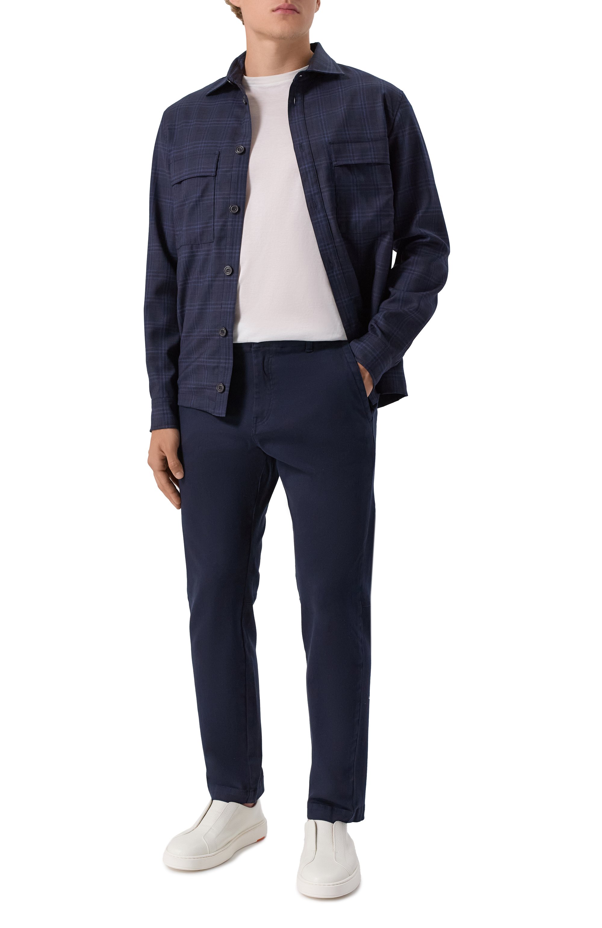 Брюки из хлопка и лиоцелла BOSS ORANGE темно-синего цвета по цене 17950 руб., арт. 50542986, фото 2 Брюки из хлопка и лиоцелла BOSS ORANGE, арт. 50542986, фото 2