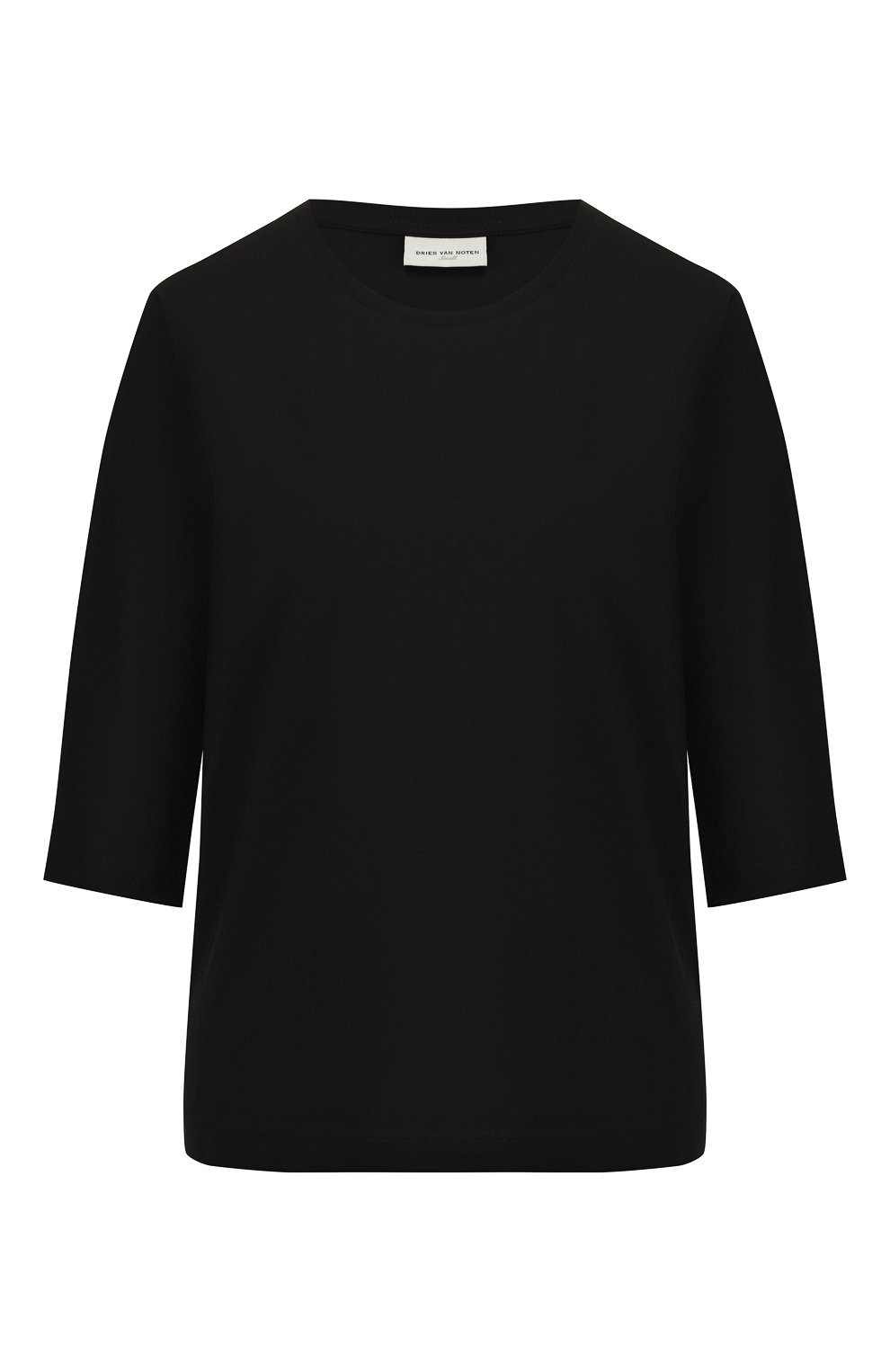 Хлопковая футболка DRIES VAN NOTEN черного цвета по цене 10800 руб., арт. 192-11181-8611, фото 1 Хлопковая футболка DRIES VAN NOTEN, арт. 192-11181-8611, фото 1