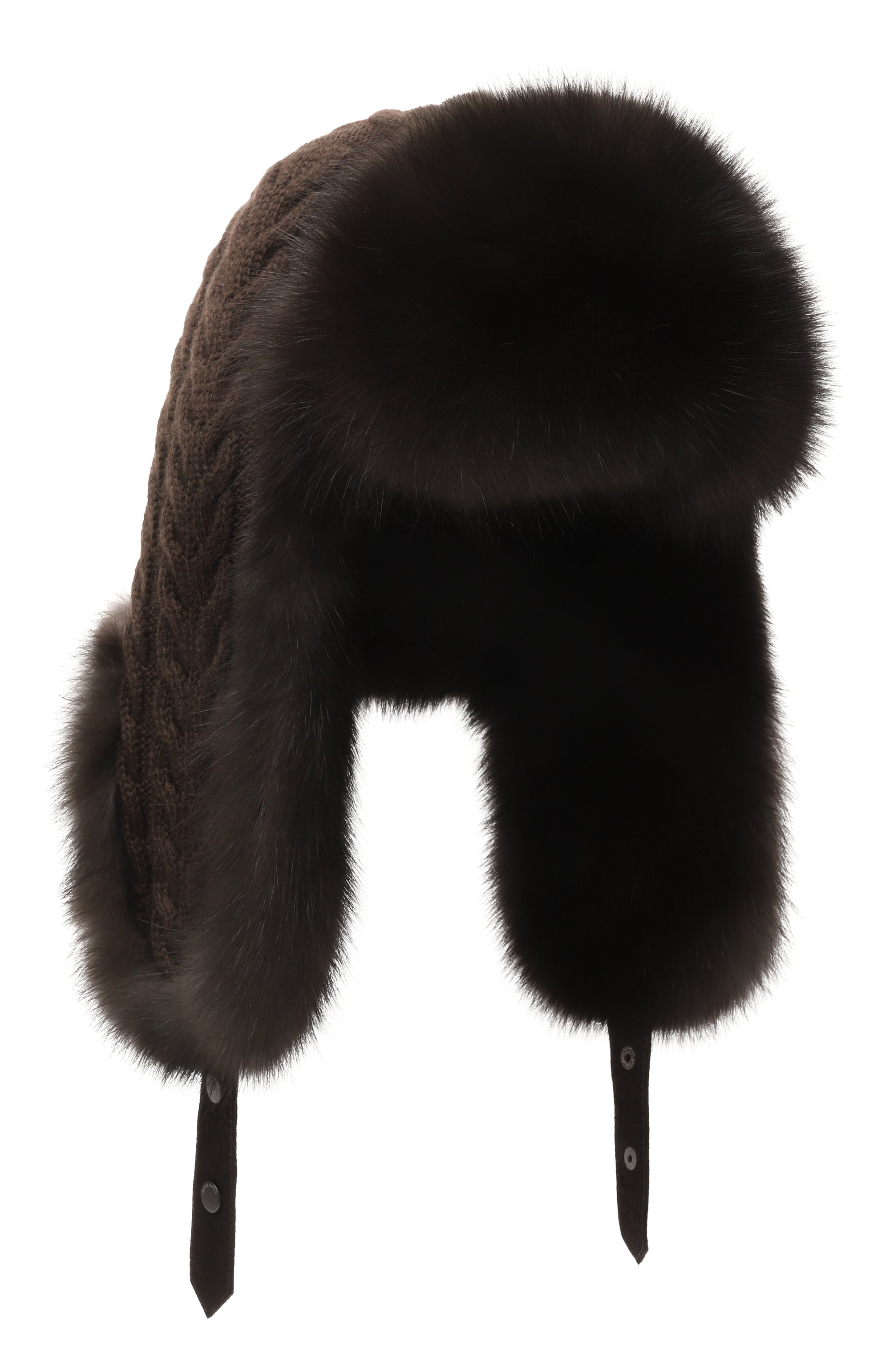 Кашемировая шапка-ушанка с мехом соболя BLACK SABLE, арт. BS-FHK-EB, фото 1