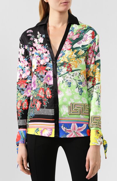 Шелковая блузка VERSACE разноцветного цвета по цене 148500 руб., арт. A81722/A230082, фото 3 Шелковая блузка VERSACE, арт. A81722/A230082, фото 3