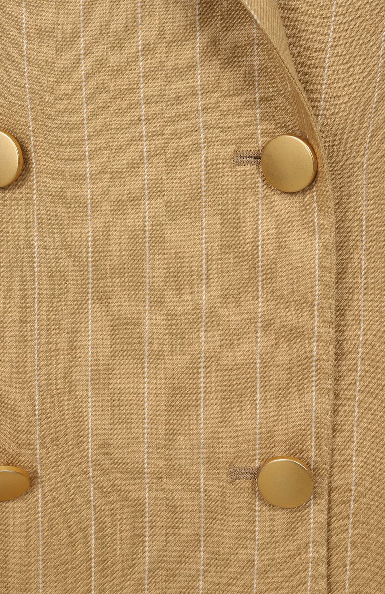 Женский льняной жакет TAGLIATORE 0205 бежевого цвета, арт. J-JASMINE10B/340252 | Фото 6 (Рукава: Длинные; Материал внешний: Лен; Длина (для топов): Удлиненные; Стили: Кэжуэл; Кросс-КТ: костюм; 1-2-бортные: Двубортные; Женское Кросс-КТ: Жакет-одежда)