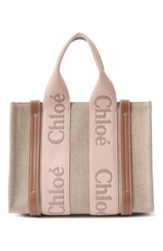 Женская сумка woody small CHLOÉ бежевого цвета, арт. CHC23AS397L17 | Фото 1 (Материал: Текстиль; Драгоценные камни: Проставлено; Ремень/цепочка: На ремешке; Размер: small; Материал сплава: Проставлено)