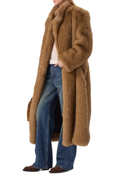 Шуба из экомеха MSGM темно-бежевого цвета по цене 125500 руб., арт. 3942MDC09/257822, фото 2 Шуба из экомеха MSGM, арт. 3942MDC09/257822, фото 2