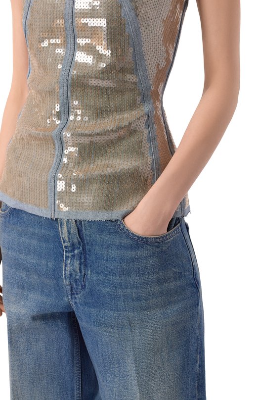 Топ с отделкой пайетками Rick Owens RP01F6127/SRAWM1 Серебряный  RP01F6127/SRAWM1 Фото 5