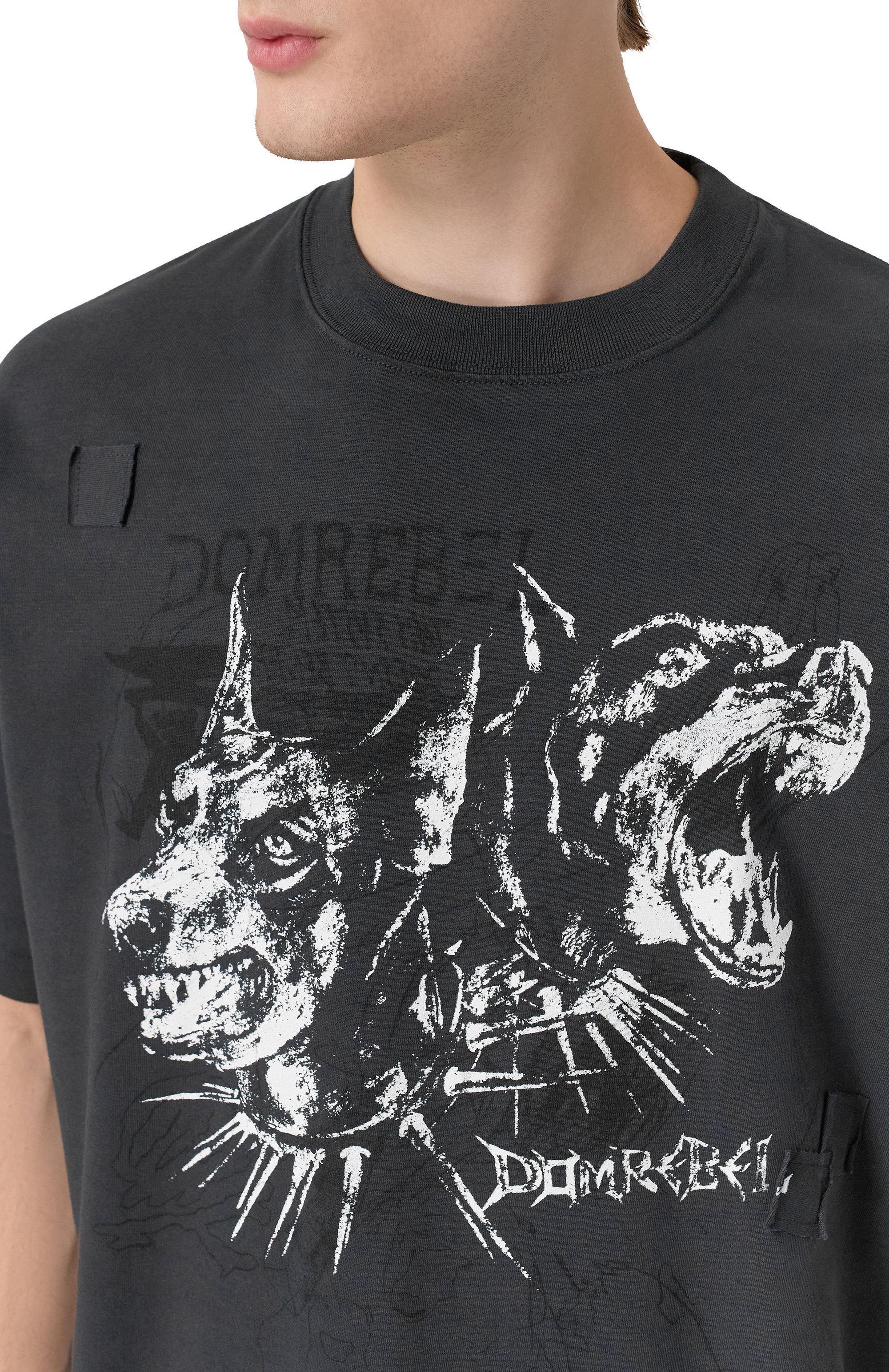 Хлопковая футболка DOMREBEL темно-серого цвета по цене 22100 руб., арт. M PUPPY, фото 5 Хлопковая футболка DOMREBEL, арт. M PUPPY, фото 5