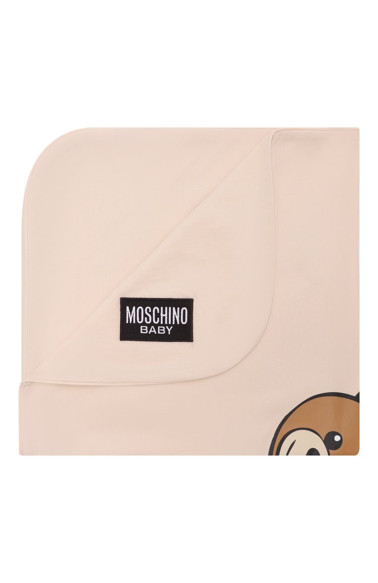 Детского хлопковое одеяло MOSCHINO светло-бежевого цвета, арт. MUB00J/LCA19 | Фото 1 (Материал сплава: Проставлено; Нос: Не проставлено; Материал: Текстиль, Хлопок; Тематический товар: Teddy Bear)