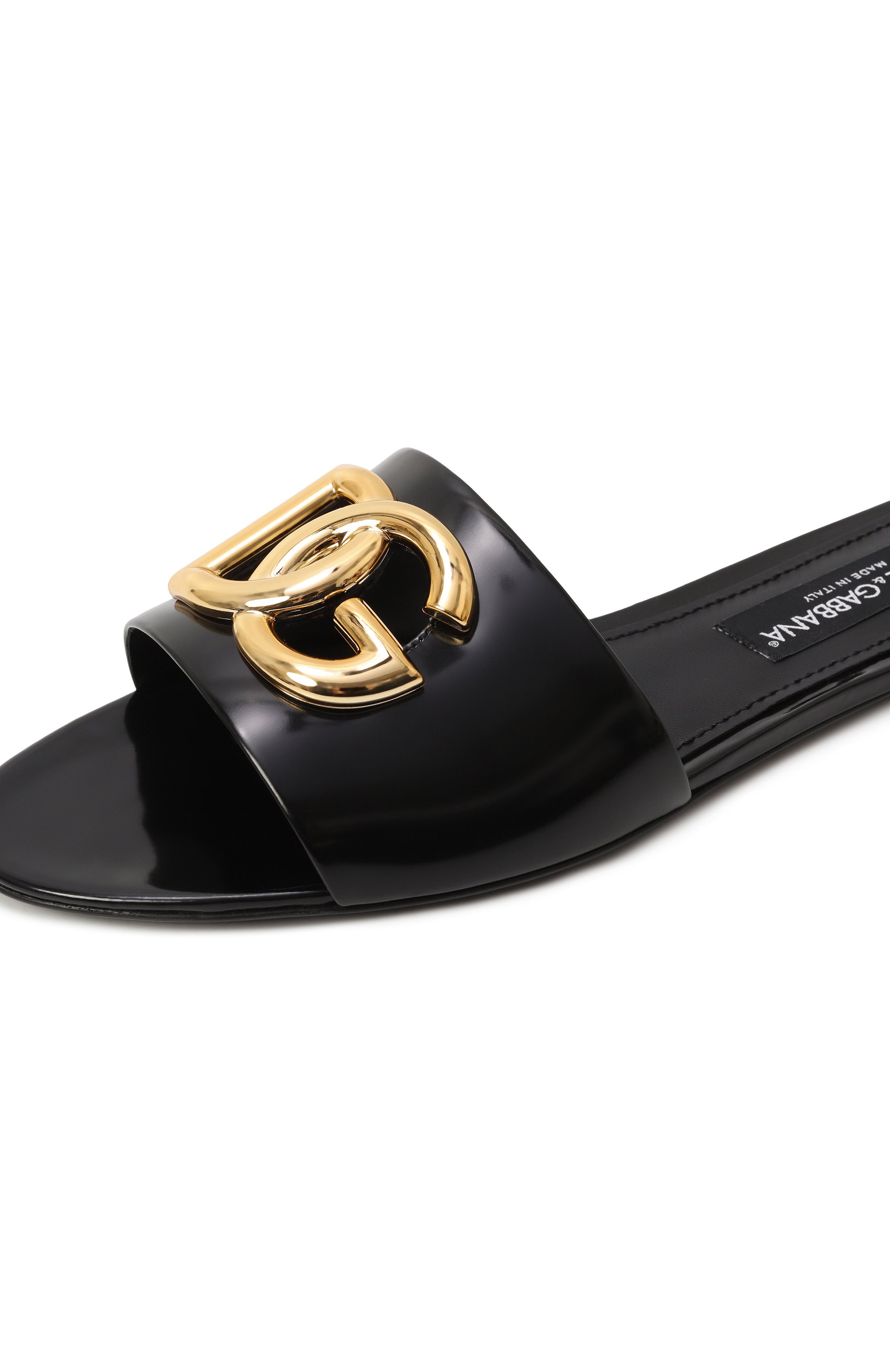 Кожаные шлепанцы bianca DOLCE & GABBANA черного цвета по цене 87550 руб., арт. CQ0592/A1037, фото 7 Кожаные шлепанцы bianca DOLCE & GABBANA, арт. CQ0592/A1037, фото 7
