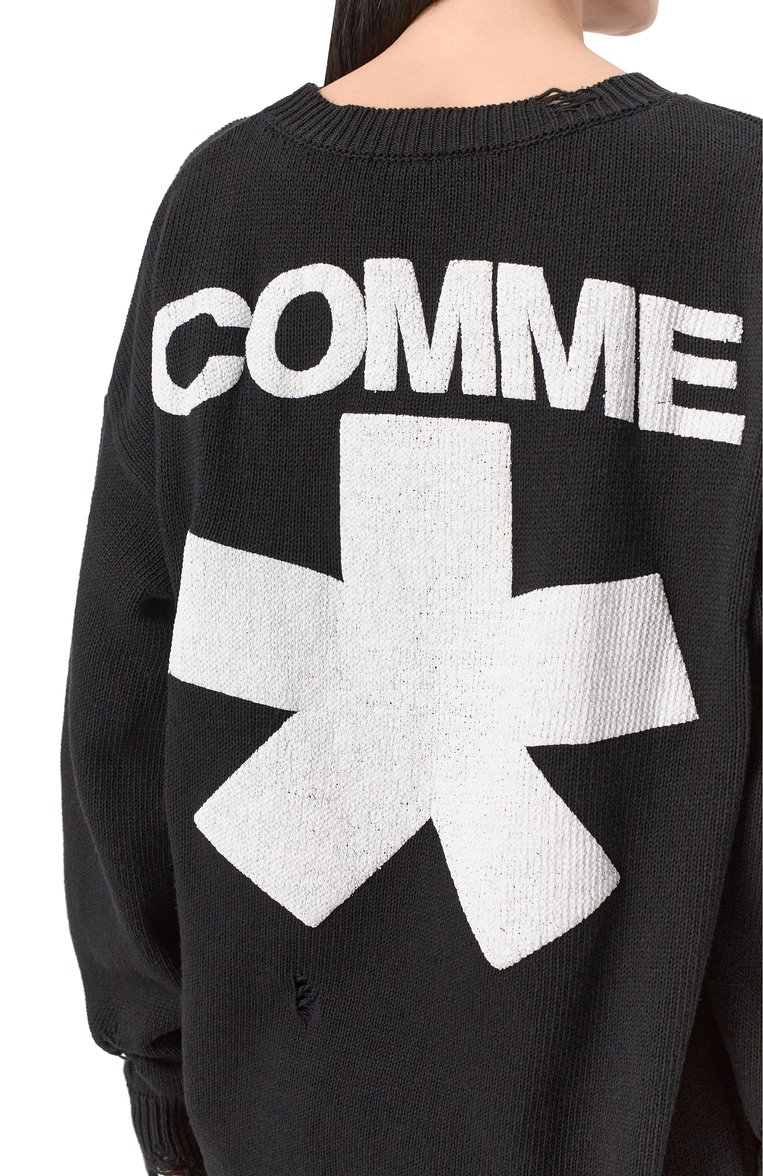 Женский свитер COMME DES FUCKDOWN черного цвета, арт. CFABW01314 | Фото 5 (Длина (для топов): Удлиненные; Рукава: Длинные; Материал внешний: Хлопок, Синтетический материал; Женское Кросс-КТ: Свитер-одежда; Стили: Гранж)