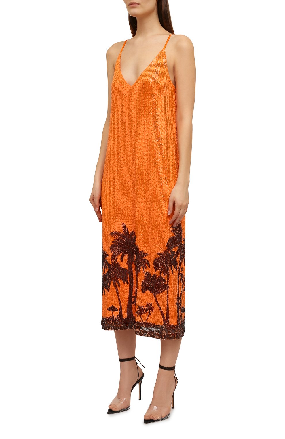 Платье с пайетками IN THE MOOD FOR LOVE оранжевого цвета по цене 59950 руб., арт. N0A HAWAIIAN PRINTED DRESS, фото 3 Платье с пайетками IN THE MOOD FOR LOVE, арт. N0A HAWAIIAN PRINTED DRESS, фото 3