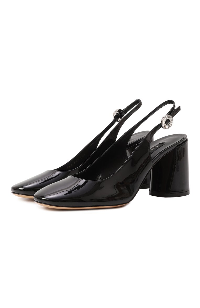 Женские лакированные туфли cleo 80 CASADEI черного цвета, арт. 1G634J0801/C2648 | Фото 1 (Мат�ериал внешний: Натуральная кожа; Материал внутренний: Натуральная кожа; Каблук высота: Высокий; Подошва: Плоская; Женское Кросс-КТ: Слингбэки; Каблук тип: Устойчивый)