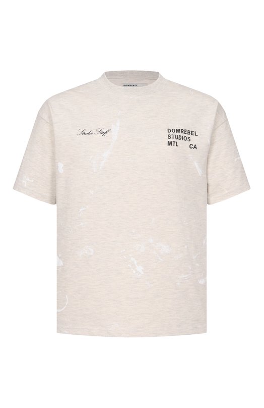 Хлопковая футболка DOMREBEL M STAFF/T-SHIRT Бежевый M STAFF/T-SHIRT
