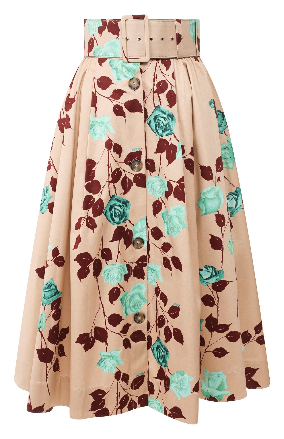 Хлопковая юбка MSGM бежевого цвета по цене 69600 руб., арт. 2841MDD72 207172, фото 1 Хлопковая юбка MSGM, арт. 2841MDD72 207172, фото 1