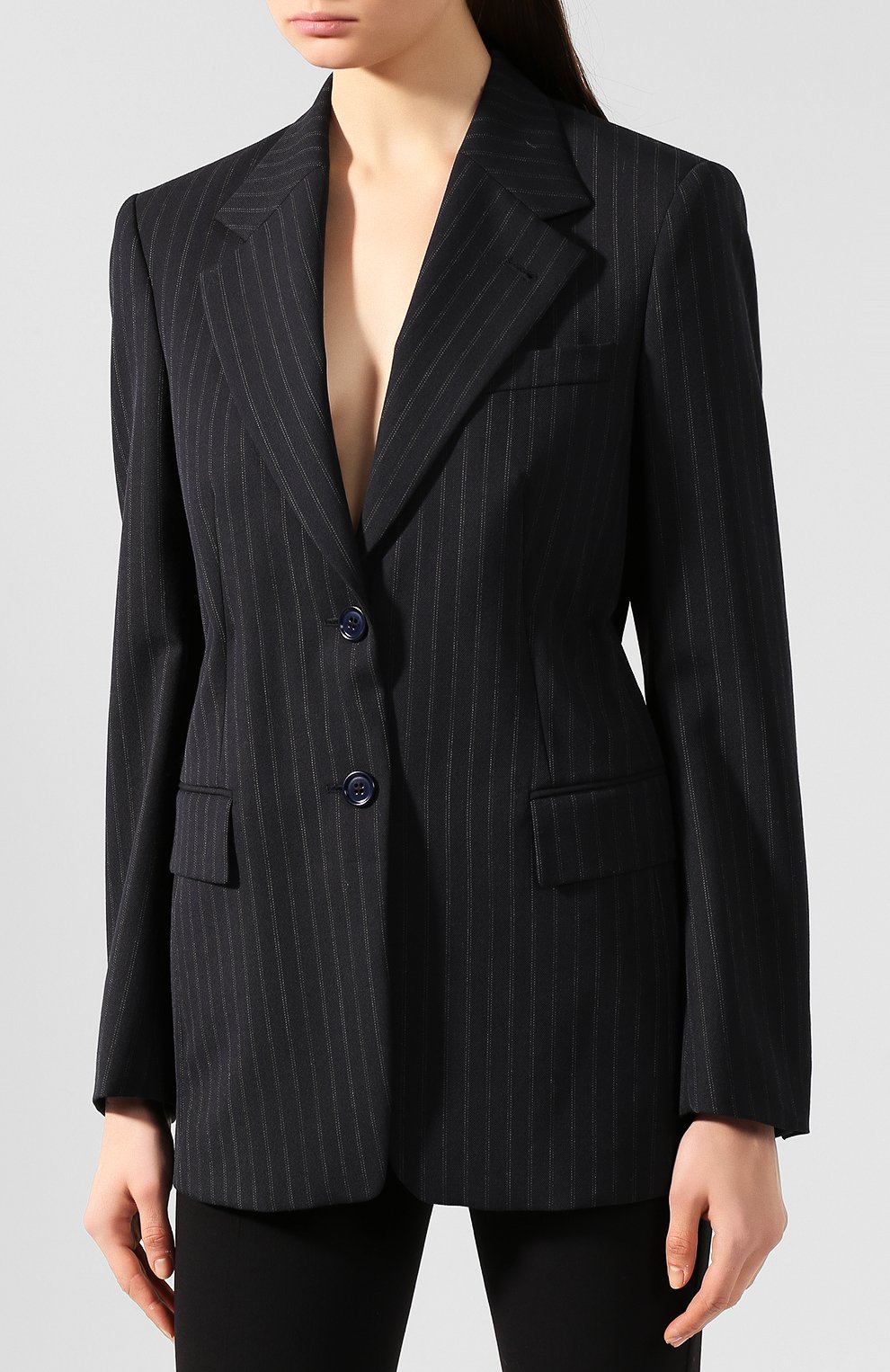 Жакет в полоску DRIES VAN NOTEN темно-синего цвета по цене 156500 руб., арт. 192-10406-8036, фото 3 Жакет в полоску DRIES VAN NOTEN, арт. 192-10406-8036, фото 3