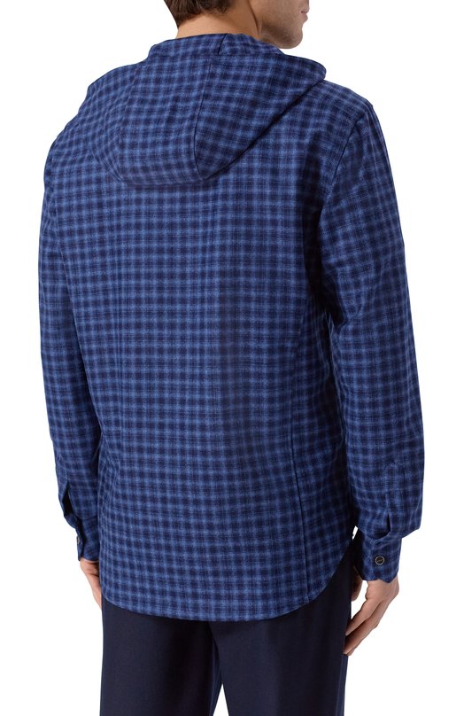 Рубашка из шерсти и кашемира Kiton UMCMARK0167G39 Синий  UMCMARK0167G39 Фото 4
