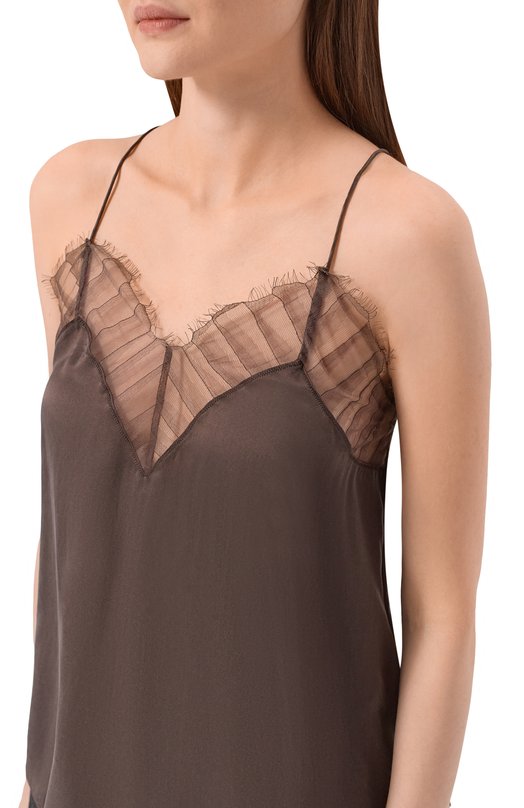 Шелковый топ Iro WP16BERWYN Коричневый  WP16BERWYN Фото 5