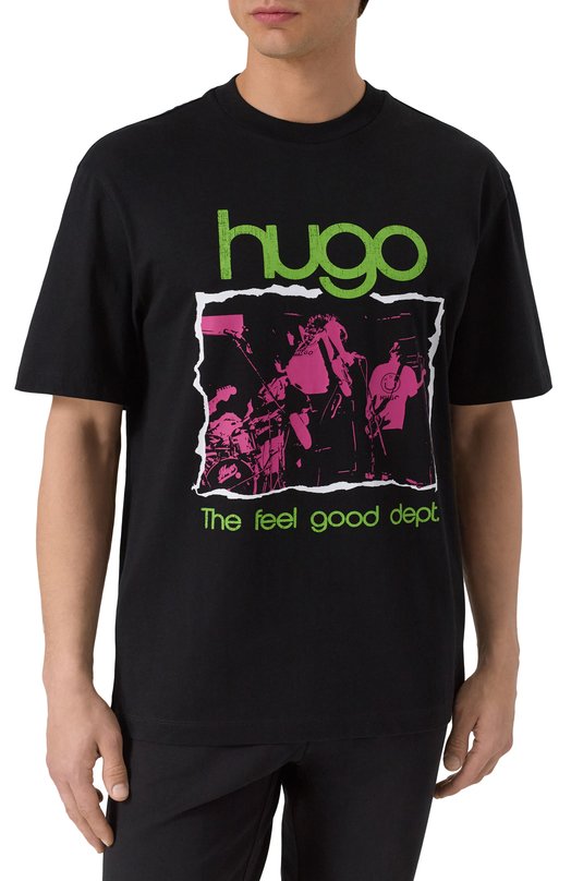 Хлопковая футболка HUGO Blue 50543494 Чёрный  50543494 Фото 3