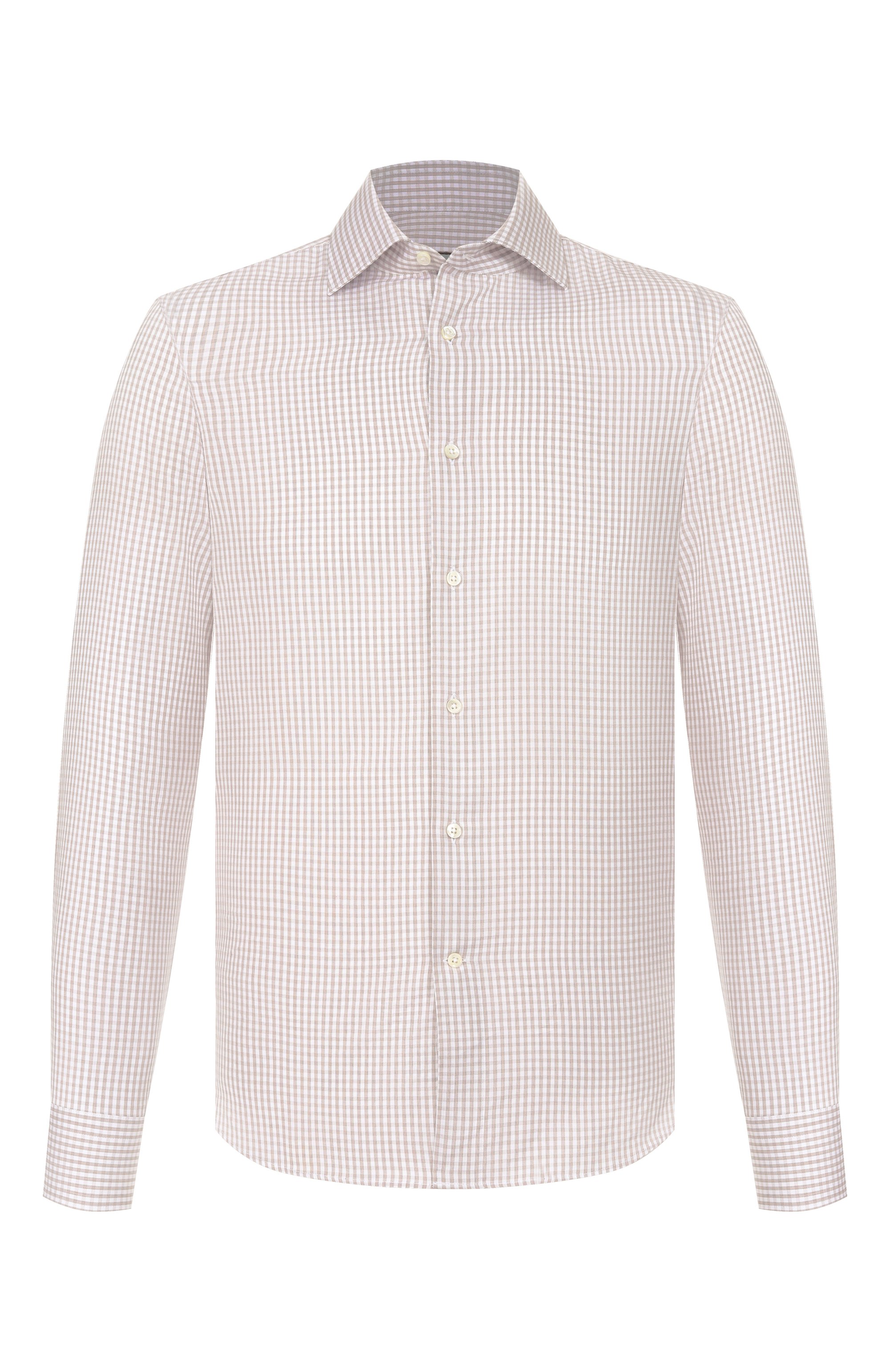 Хлопковая рубашка CANALI бежевого цвета по цене 38200 руб., арт. CCLX098/GD03717, фото 1 Хлопковая рубашка CANALI, арт. CCLX098/GD03717, фото 1