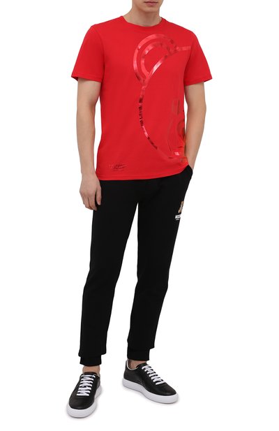 Хлопковая футболка MOSCHINO красного цвета по цене 14400 руб., арт. A1911/8112, фото 2 Хлопковая футболка MOSCHINO, арт. A1911/8112, фото 2